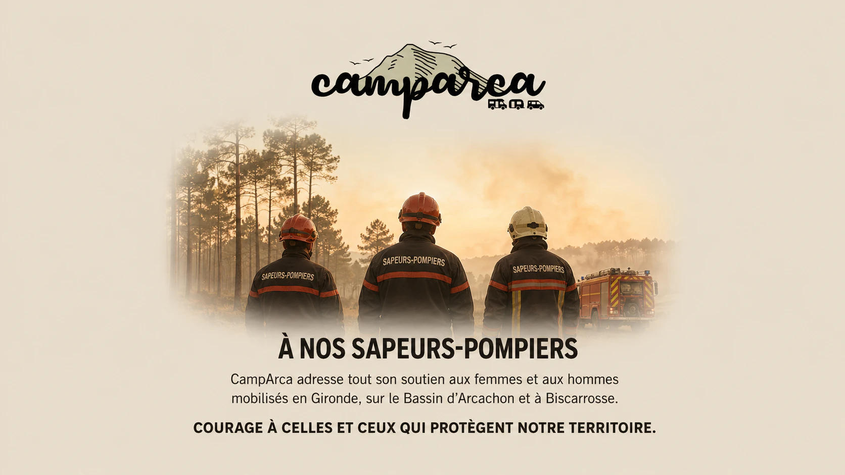 Message de soutien CampArca aux sapeurs-pompiers mobilisés contre les incendies